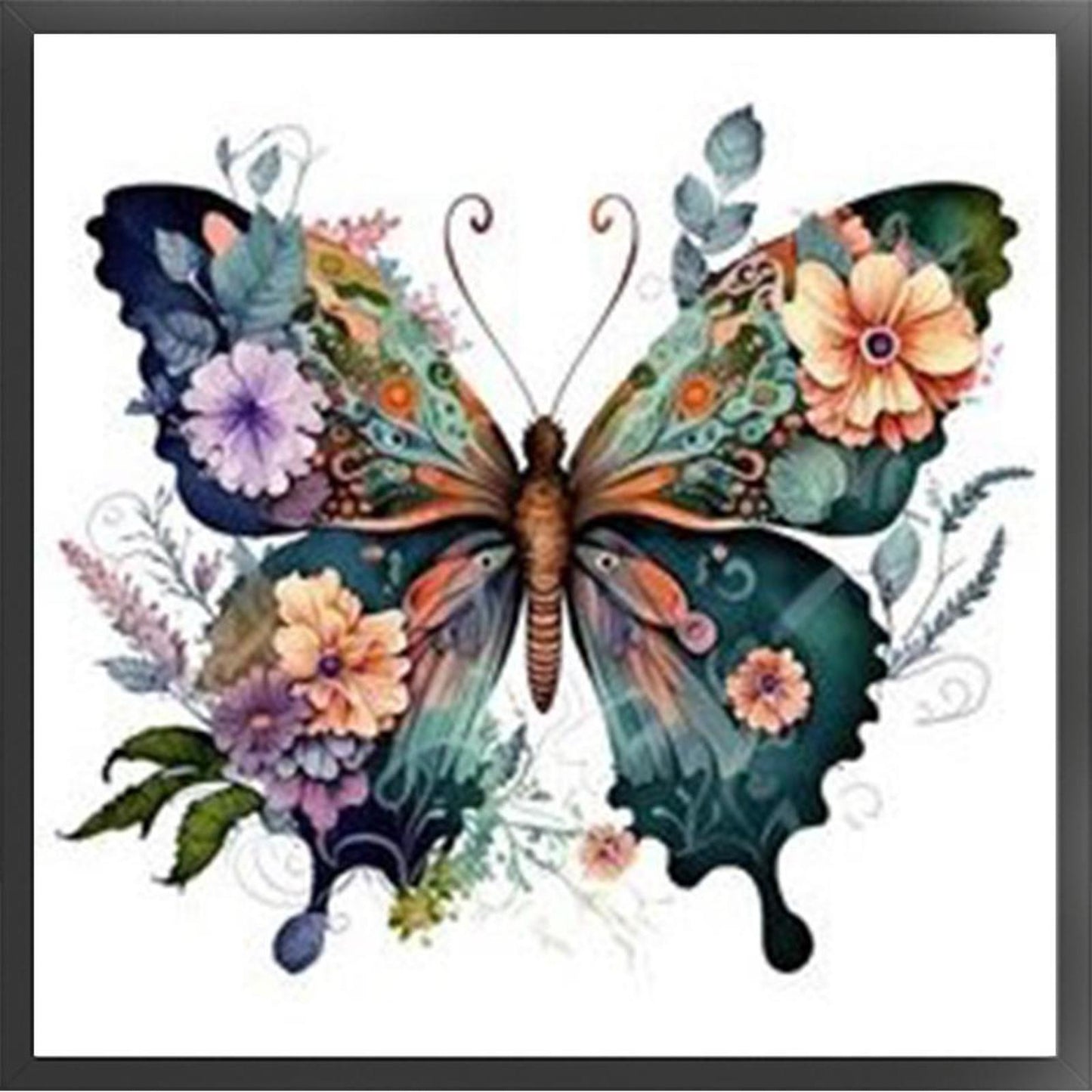 Flower And Butterfly - Full 11CT Stamped Cross Stitch 40x40CM - Huacan