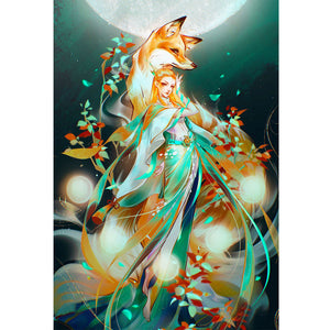 Huancan - Fox And Girl - 50*70CM 11CT 3 Stamped Cross Stitch