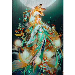 Huancan - Fox And Girl - 50*70CM 11CT 3 Stamped Cross Stitch