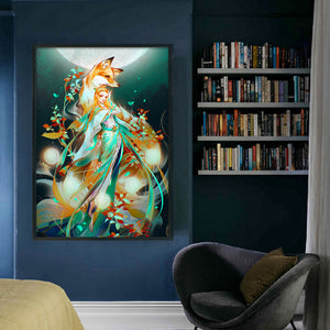 Huancan - Fox And Girl - 50*70CM 11CT 3 Stamped Cross Stitch