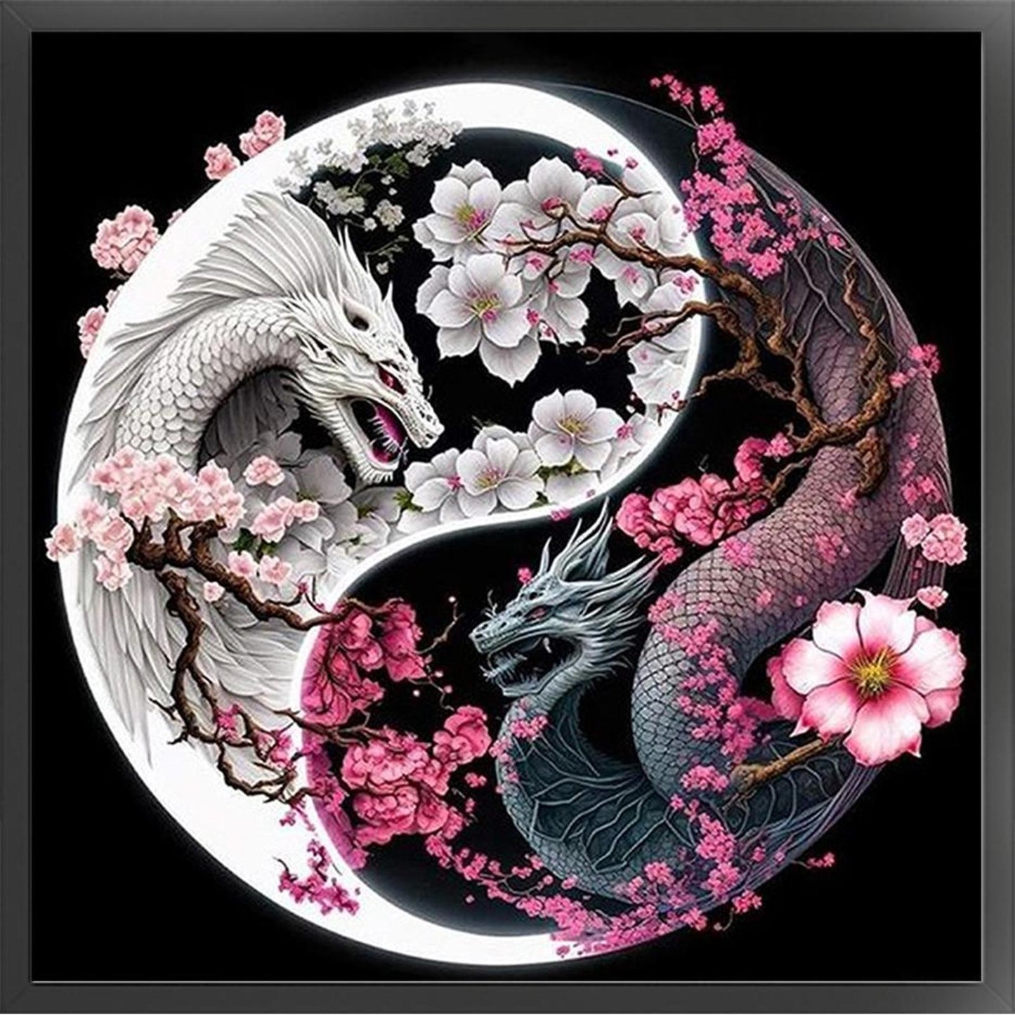 Yin-Yang Dragon - Full 14CT Stamped Cross Stitch 40x40CM - Huacan