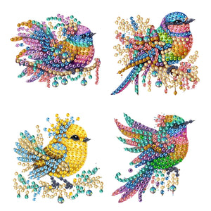 4Pcs Diamond Painting Brooch Colorful Bird DIY Diamond Badge Pins for Art Crafts