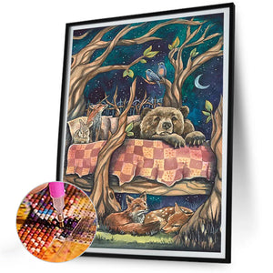 Night Forest Animals 30*40CM(Canvas) Full Round Drill Diamond Painting