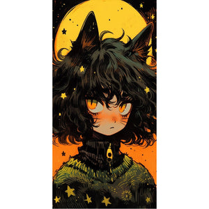 Yishu - Cat Girl - 40*80CM 11CT 3 Stamped Cross Stitch