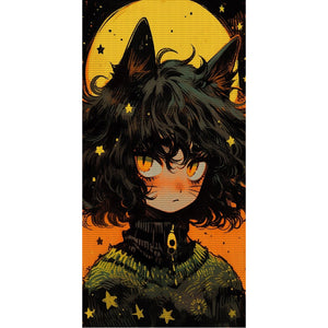 Yishu - Cat Girl - 40*80CM 11CT 3 Stamped Cross Stitch