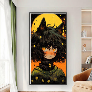 Yishu - Cat Girl - 40*80CM 11CT 3 Stamped Cross Stitch