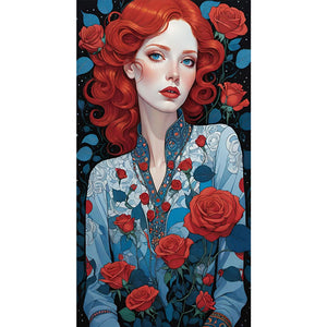 Yishu - Rose Woman - 40*70CM 11CT 3 Stamped Cross Stitch