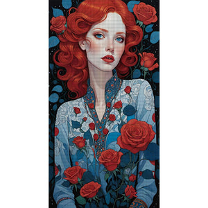 Yishu - Rose Woman - 40*70CM 11CT 3 Stamped Cross Stitch