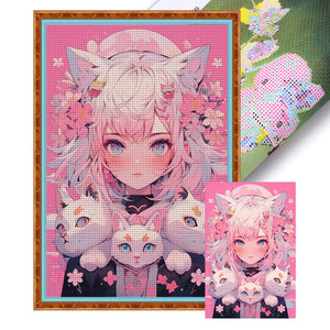 Yishu - Cartoon Girl - 50*75CM 11CT 3 Stamped Cross Stitch