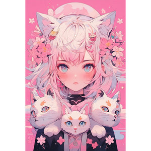 Yishu - Cartoon Girl - 50*75CM 11CT 3 Stamped Cross Stitch