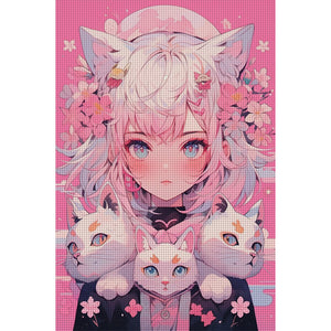 Yishu - Cartoon Girl - 50*75CM 11CT 3 Stamped Cross Stitch