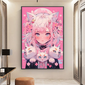 Yishu - Cartoon Girl - 50*75CM 11CT 3 Stamped Cross Stitch