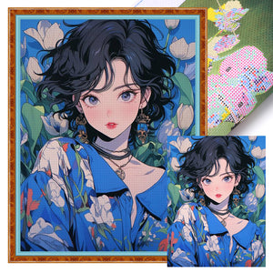 Huancan - Short-Haired Girl - 40*56CM 16CT 2 Stamped Cross Stitch