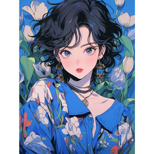 Huancan - Short-Haired Girl - 40*56CM 16CT 2 Stamped Cross Stitch