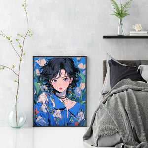 Huancan - Short-Haired Girl - 40*56CM 16CT 2 Stamped Cross Stitch