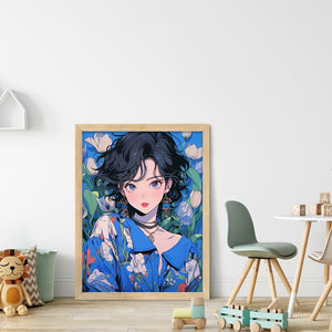 Huancan - Short-Haired Girl - 40*56CM 16CT 2 Stamped Cross Stitch