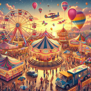 Amusement Park Carousel Ferris Wheel 40*40CM(Canvas) Full Round Drill Diamond Painting