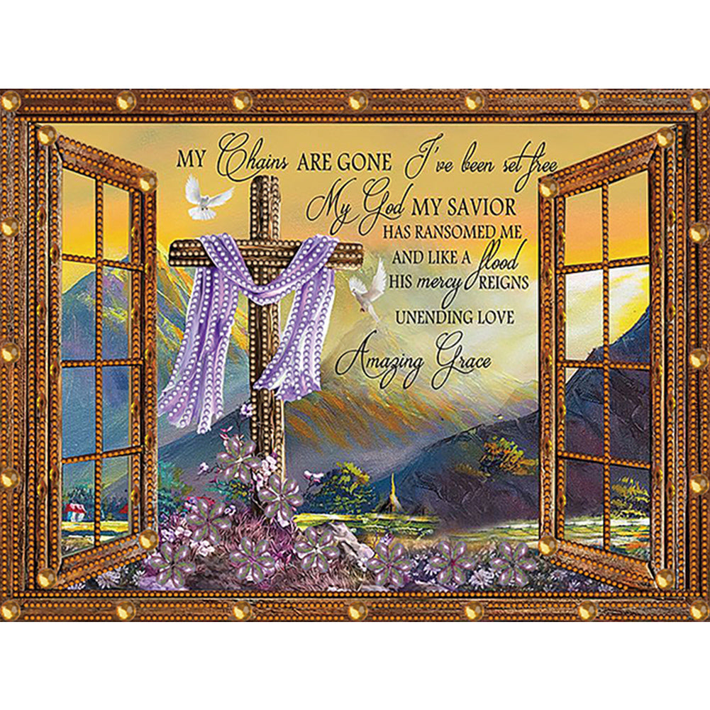 Cross Faith (English) 30*40CM(Canvas) Partial Special Shaped Drill Diamond Painting