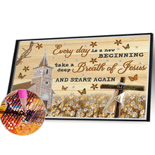 Load image into Gallery viewer, Cross Church (English) 30*40CM(Canvas) Partial Special Shaped Drill Diamond Painting
