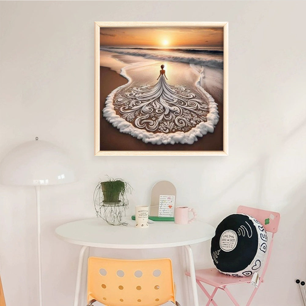 Beach Girl - Full 18CT Counted Cross Stitch 45x45CM - Huacan