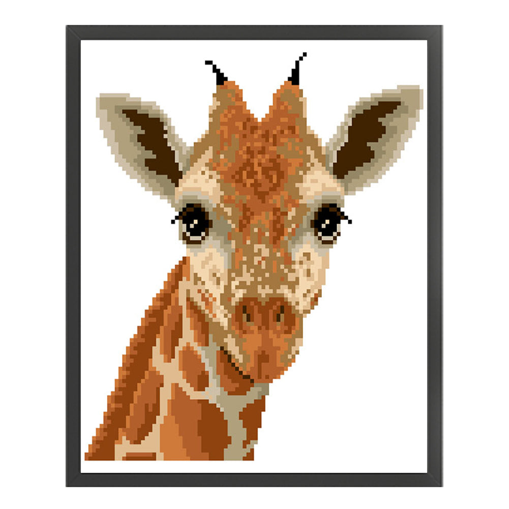 Giraffe - Partial  9CT Stamped Cross Stitch - Bead Embroidery 26x30CM/10.24x11.81in
