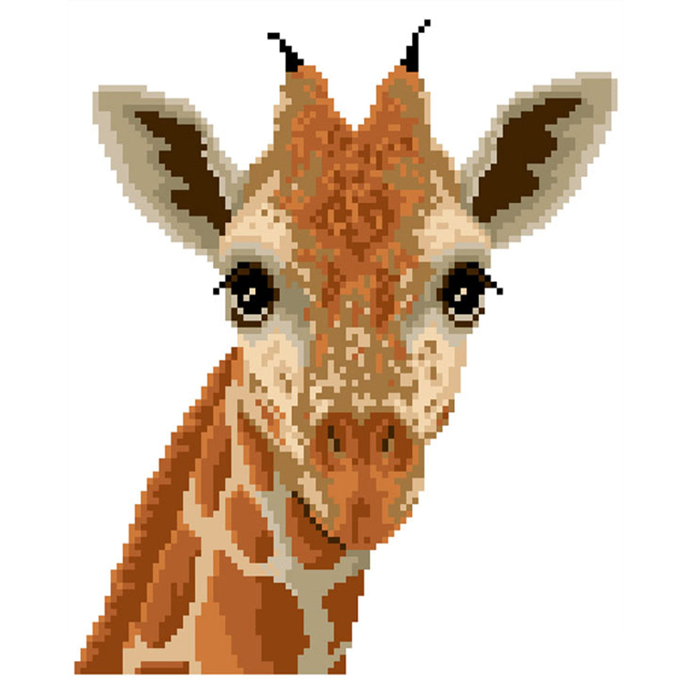 Giraffe - Partial  9CT Stamped Cross Stitch - Bead Embroidery 26x30CM/10.24x11.81in