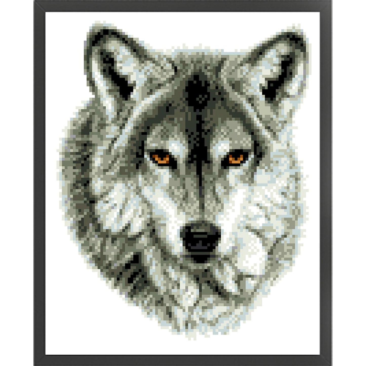 Grey Wolf - Partial  9CT Stamped Cross Stitch - Bead Embroidery 28x34CM/11.02x13.39in