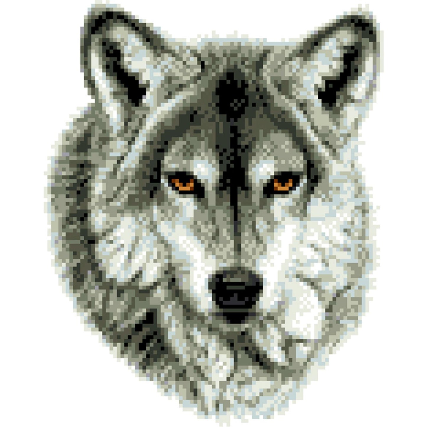 Grey Wolf - Partial  9CT Stamped Cross Stitch - Bead Embroidery 28x34CM/11.02x13.39in