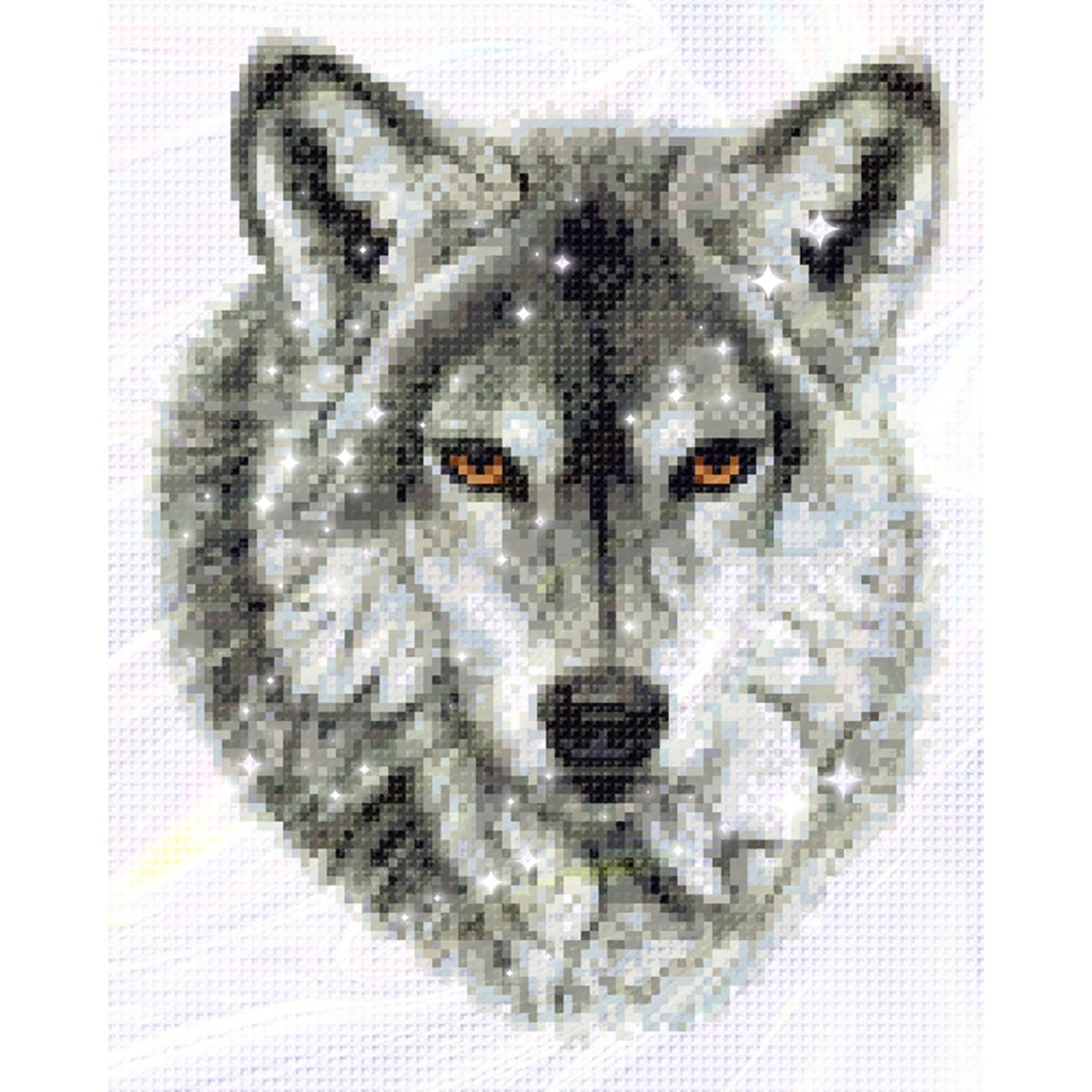 Grey Wolf - Partial  9CT Stamped Cross Stitch - Bead Embroidery 28x34CM/11.02x13.39in