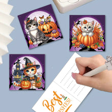 Load image into Gallery viewer, 6Pcs Halloween Cat DIY Diamond Painting Card Diamond Drawing Card (IHK001)
