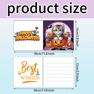 6Pcs Halloween Cat DIY Diamond Painting Card Diamond Drawing Card (IHK001)