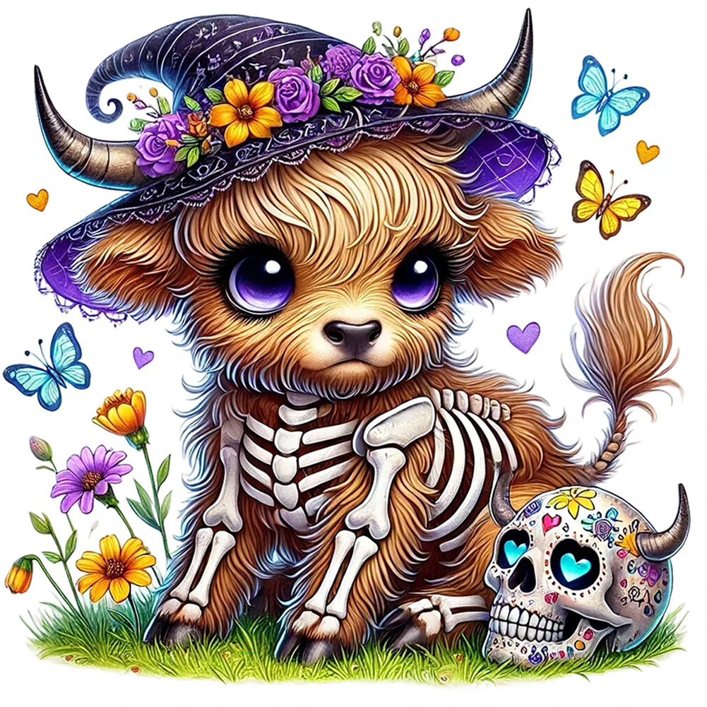 Yak In A Witch Hat On Halloween 30*30CM(Canvas) Full Round Drill Diamond Painting