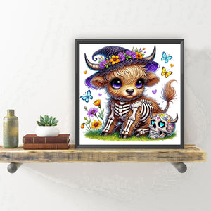Yak In A Witch Hat On Halloween 30*30CM(Canvas) Full Round Drill Diamond Painting