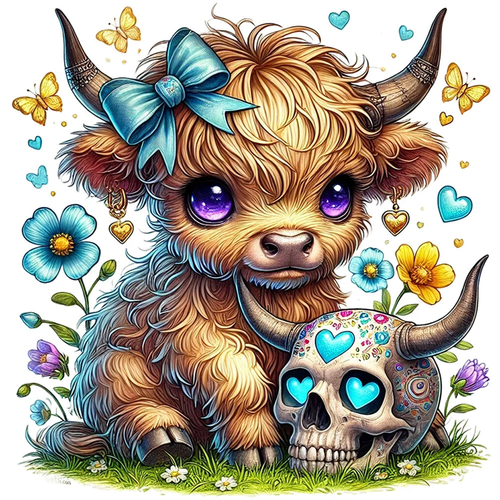 Yak With A Skull On Halloween 30*30CM(Canvas) Full Round Drill Diamond Painting