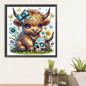 Yak With A Skull On Halloween 30*30CM(Canvas) Full Round Drill Diamond Painting