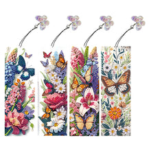 Load image into Gallery viewer, 4Pcs Special Shape Butterfly Flower Diamond Painting Bookmark Art Projects
