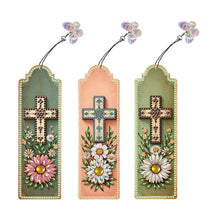 Load image into Gallery viewer, 3Pcs Special Shape Cross Bouquet Diamond Painting Bookmark for Book Lovers
