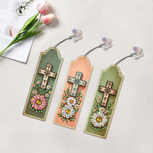 Load image into Gallery viewer, 3Pcs Special Shape Cross Bouquet Diamond Painting Bookmark for Book Lovers
