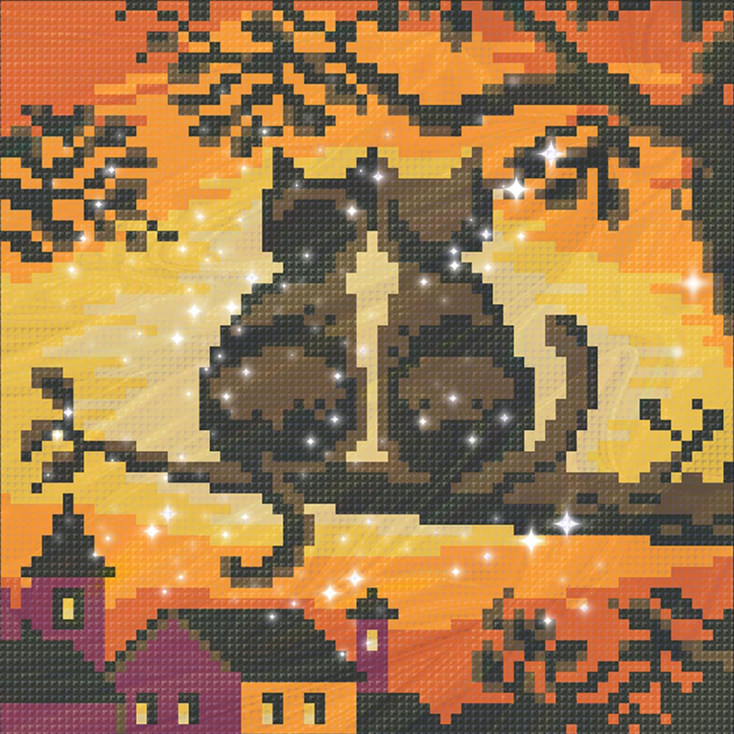Cat's Back on Branch - Full  9CT Stamped Cross Stitch - Bead Embroidery 20x20CM/7.87x7.87in