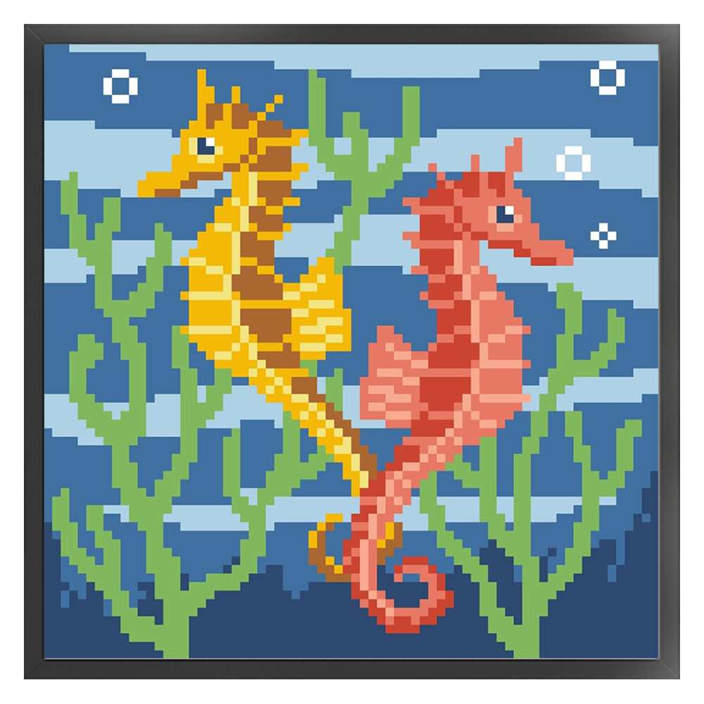 Little Seahorse - Full  9CT Stamped Cross Stitch - Bead Embroidery 20x20CM/7.87x7.87in