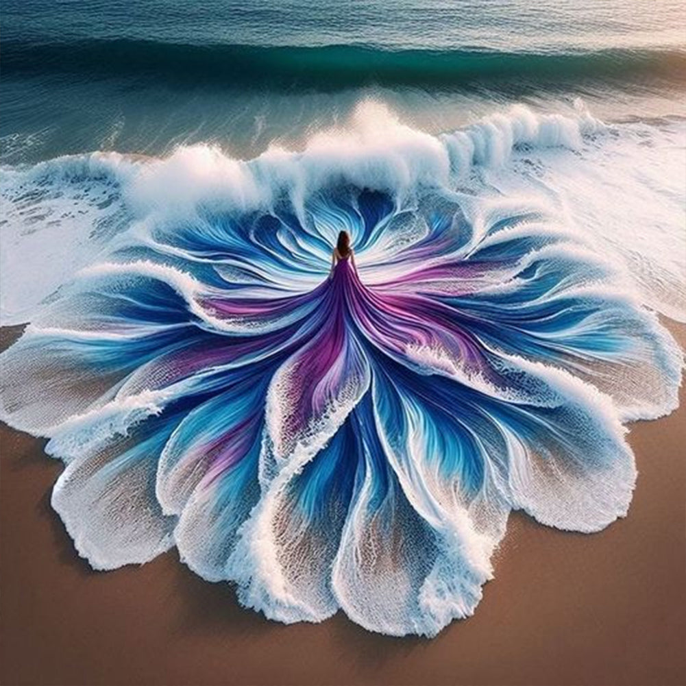 Sea Wave Petal Floral Dress 40*40CM(Canvas) Full Round Drill Diamond Painting
