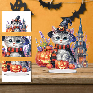 Acrylic Halloween Cat Diamond Painting Desktop Decorations for Home Office Decor