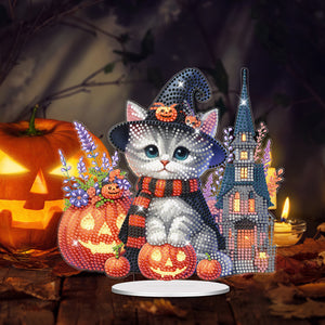 Acrylic Halloween Cat Diamond Painting Desktop Decorations for Home Office Decor