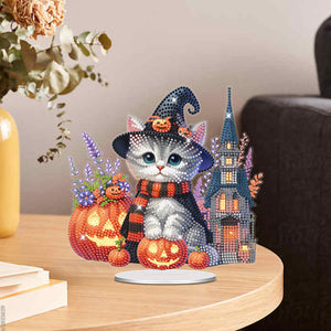 Acrylic Halloween Cat Diamond Painting Desktop Decorations for Home Office Decor