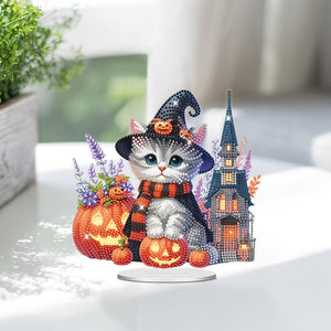 Acrylic Halloween Cat Diamond Painting Desktop Decorations for Home Office Decor
