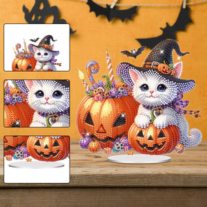 Acrylic Halloween Cat Diamond Painting Desktop Decorations for Home Office Decor
