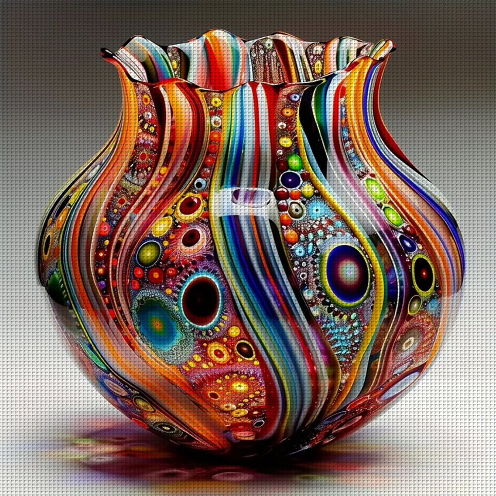 Colorful Glass Bottle - Full 11CT Stamped Cross Stitch 50x50CM - Huacan