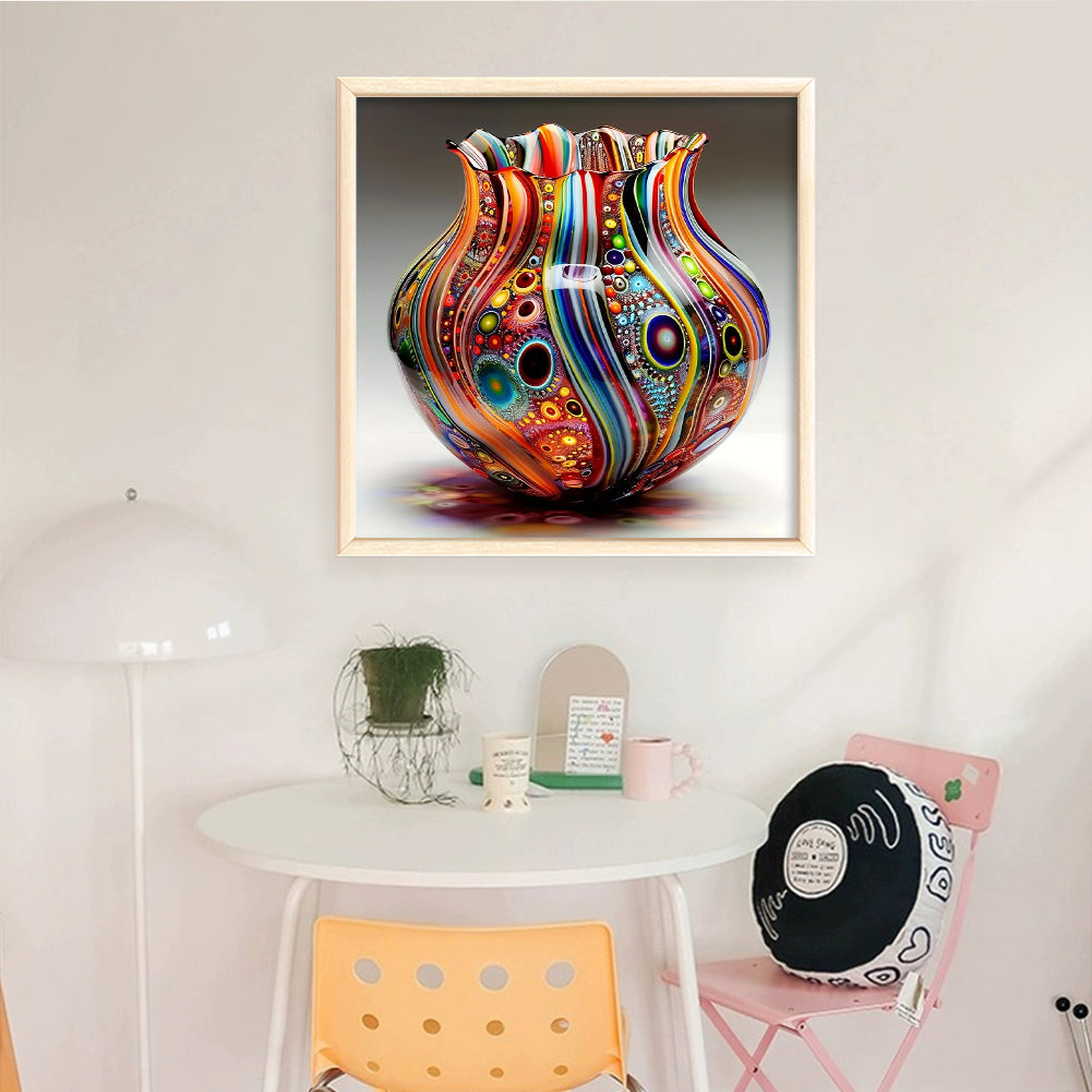 Colorful Glass Bottle - Full 11CT Stamped Cross Stitch 50x50CM - Huacan