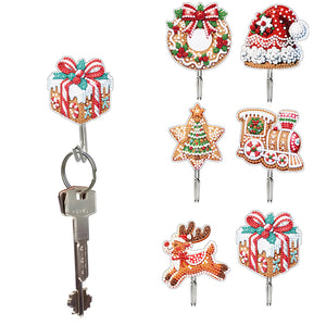 6Pcs Acrylic Christmas Donuts Diamond Art Craft Wall Hooks Gift DIY Crafts Decor