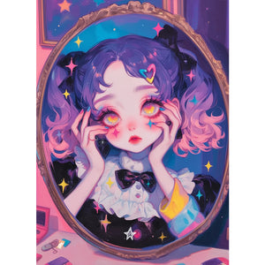 Girl With Twin Ponytails 40*55CM(Canvas) Full Round Drill Diamond Painting